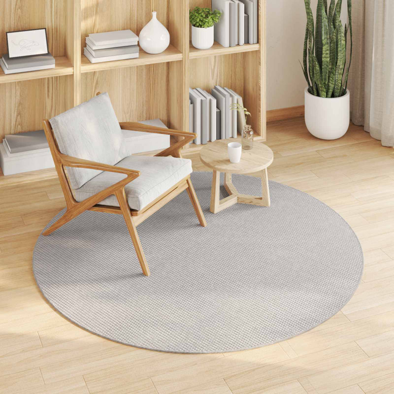 Modern Indoor Rug, Cream/Grey, Round 120 cm