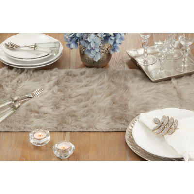 Chynia Faux Fur Polyester Rectangle Table Runner