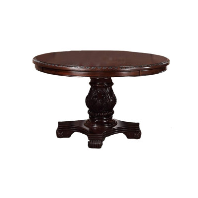 60.4" W Traditional Round Dining Table, Brown Cherry