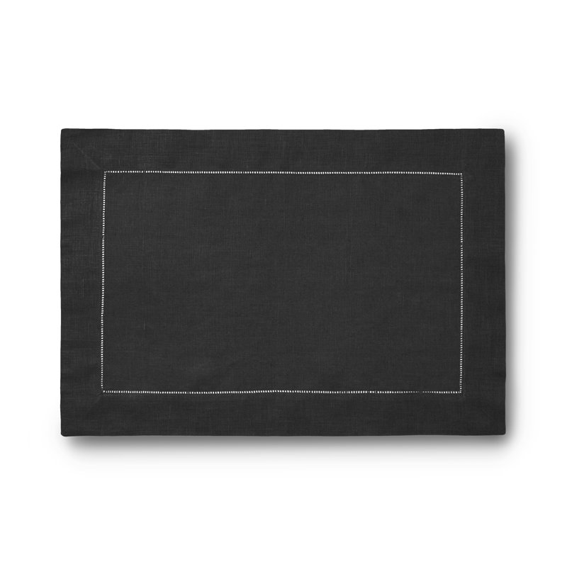 Festival Linen Rectangle Placemats, Black