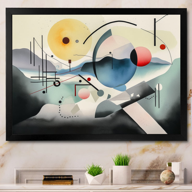 Gris et vert embrassant l'art I - impressions sur toile géométriques modernes, H 34 po x l 44 po x P 1,5 po, Cadre photo noir
