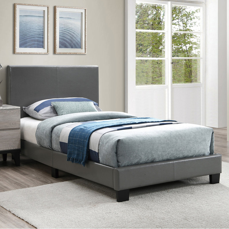Chenevert Vegan Leather Platform Bed, Pink, Twin