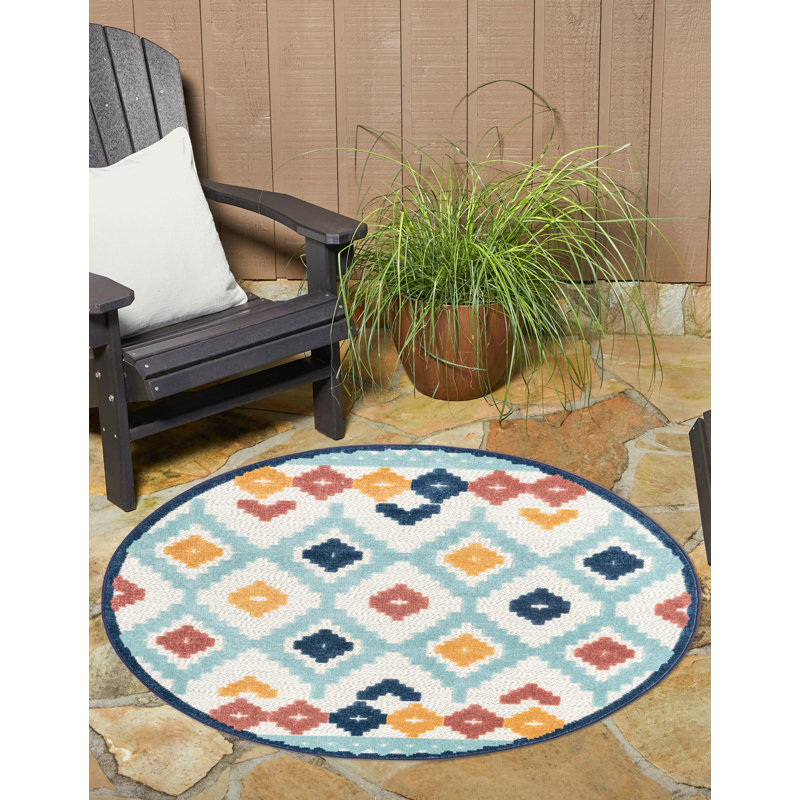 Tapis beige d'extérieur Askersund, Rond 5 pi 3 po