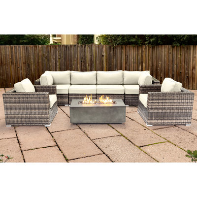 Lsi Fully Assembled 6 Person Seating Group With Firepit And Sunbrella Cushions
