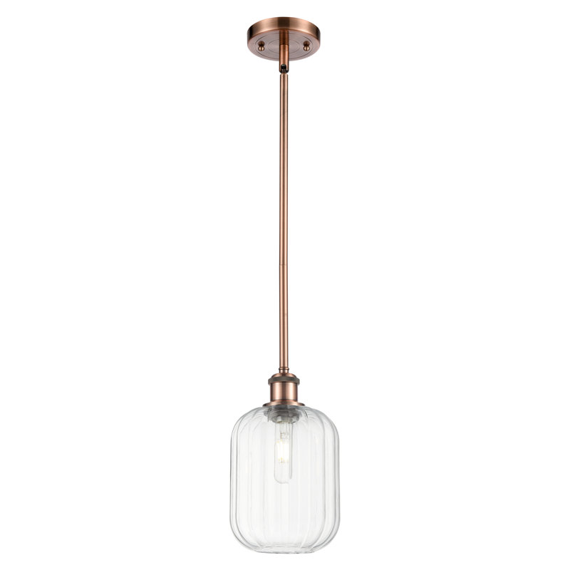 Mini-luminaire suspendu 1 lumière Ballston - Ameiya, Clair, Cuivre antique
