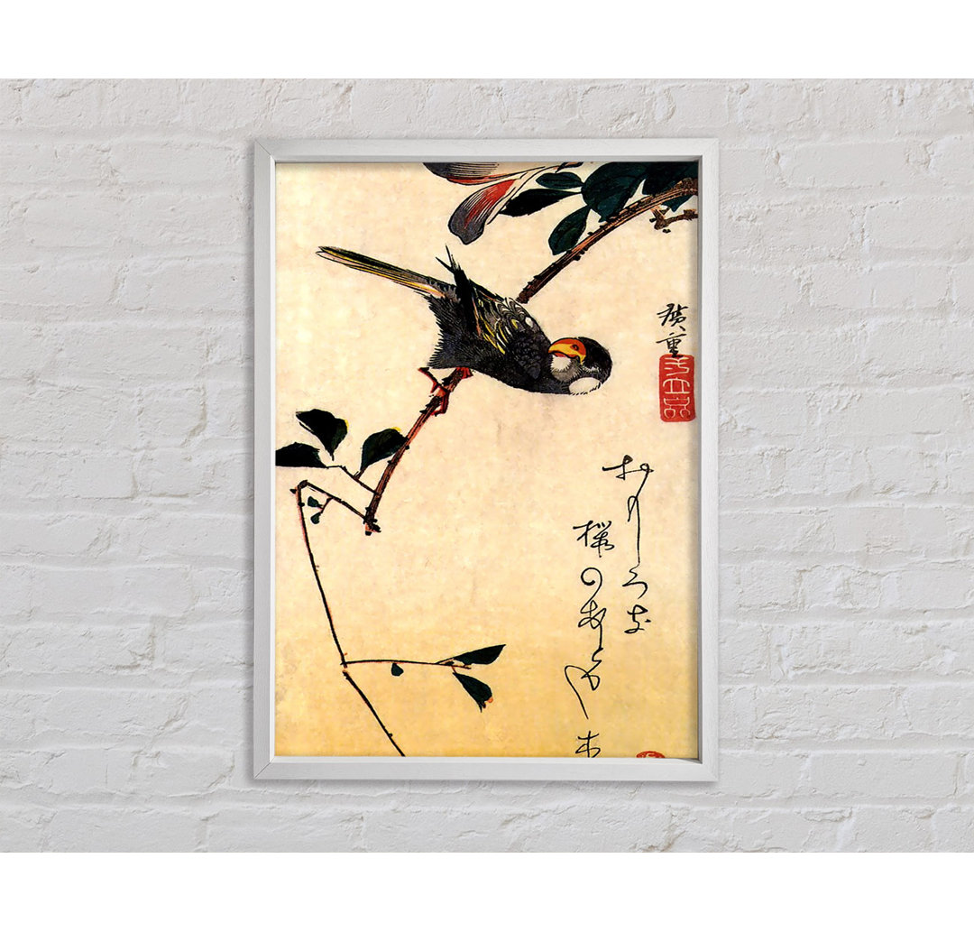 Hiroshige Java Spatz und Magnolie - Einzelner Bilderrahmen Kunstdrucke auf Leinwand