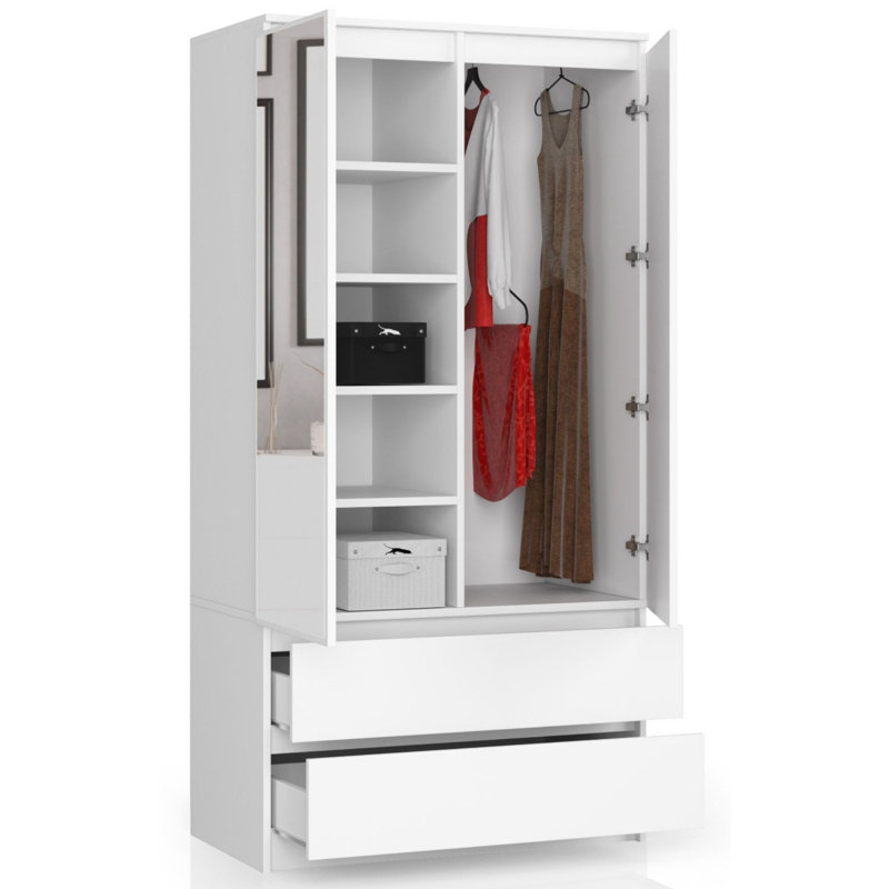 Hollington 2 Door Manufactured Wood Wardrobe, White/Laminated