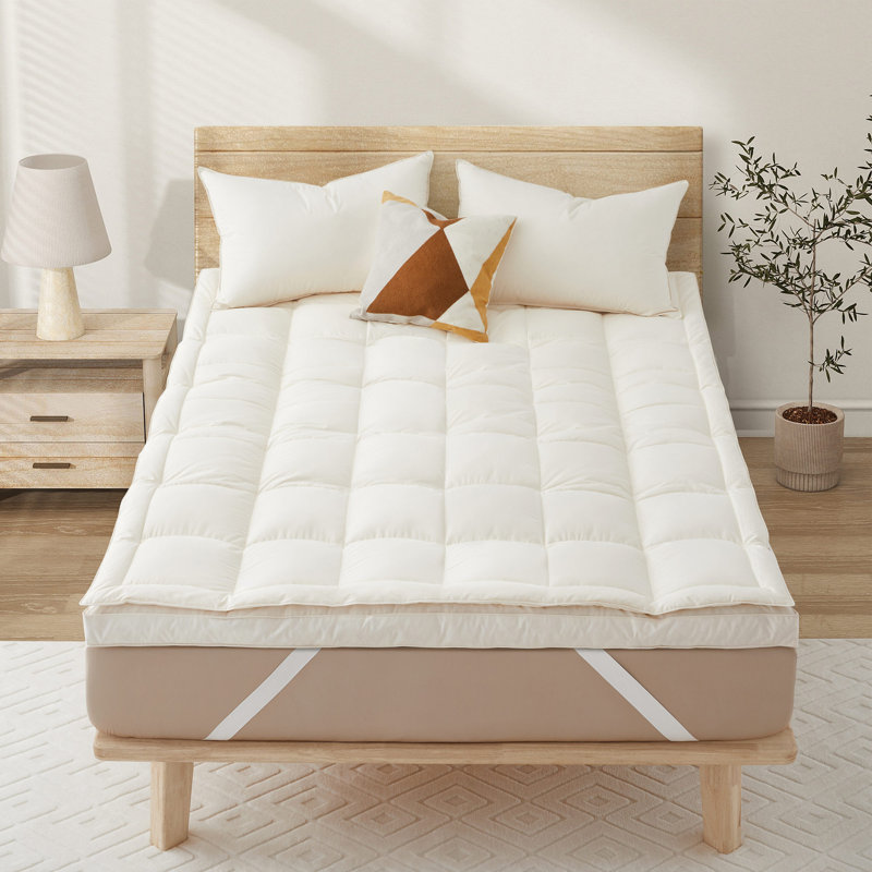 Surmatelas ultra-moelleux en plumes de 3 po d'épaisseur, 100% coton biologique, Full / Double