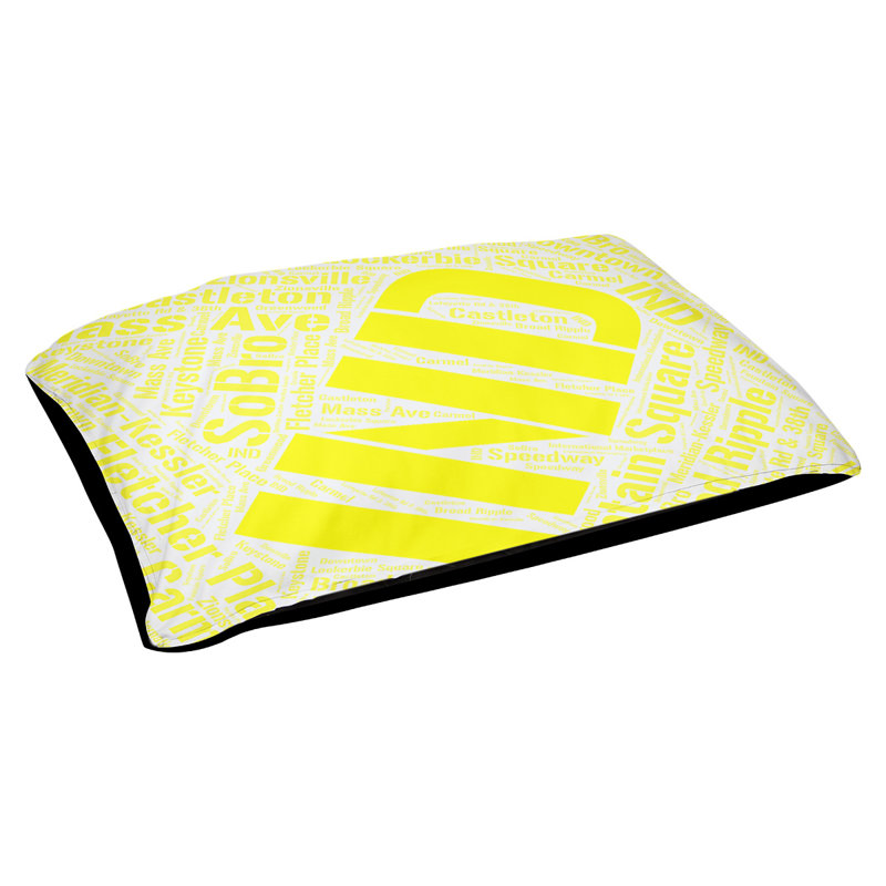 Coussin de chien « districts », Indianapolis, Grand (l 40 po x P 30 po x H 14 po), Jaune
