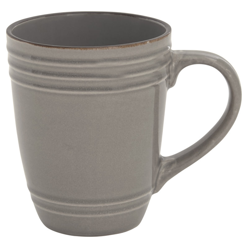 Grey Ceramic Ribbed Dinnerware Set, Service for 4