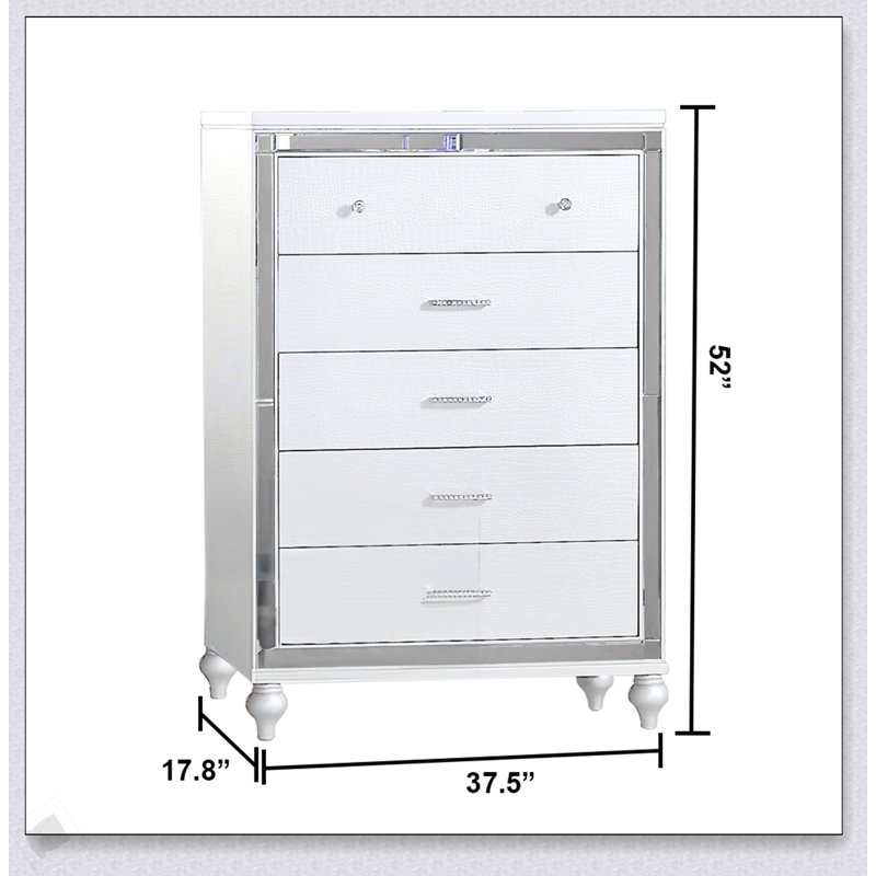 Commode à 5 tiroirs Sterling, Blanc