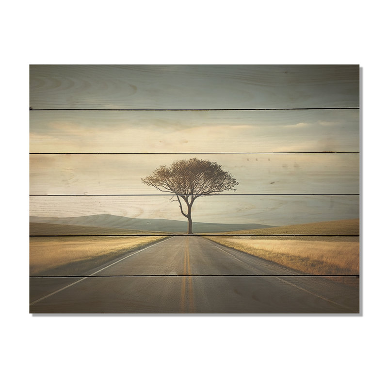 Photo d'autoroute, paysage sur la route - Art sur bois de route sur bois de pin naturel, H 10 po x l 20 po