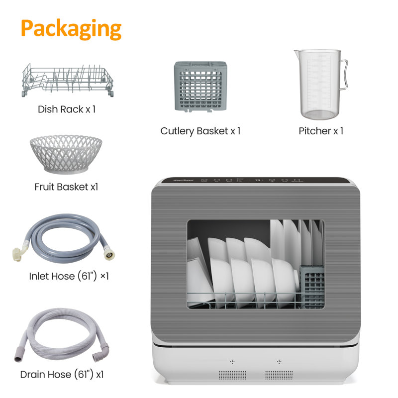 Portable Countertop Dishwasher With 152 OZ Water Tank, 6 Smart Wash Modes