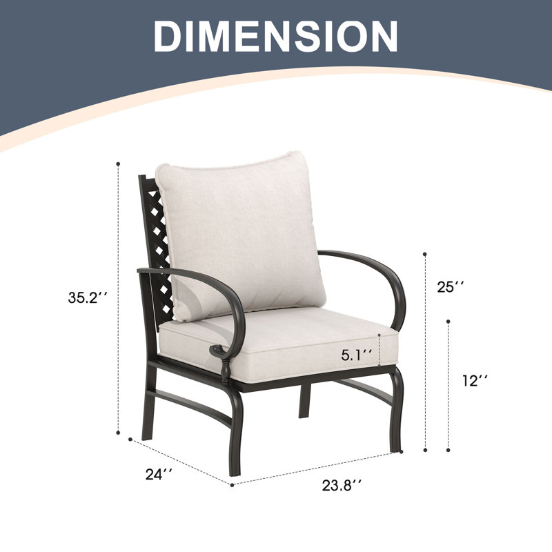 Bular 23.8" Outdoor Single Sofa , Beige