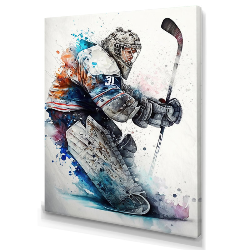 Hockey gardien de but IV - Impression sur toile, H 32 po x l 24 po x P 1 po, Toile tendue
