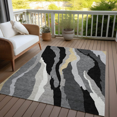 Tapis intérieur / extérieur noir Petala 