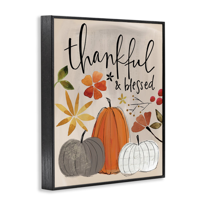 «Thankful & Blessed Pumpkins», art de la giclée encadrée par Katie Doucette, Giclée encadrée noir minuit, H 30 po x l 24 po