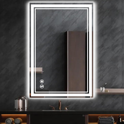 Miroir de salle de bain avec lumières DEL à intensité variable 3 couleurs de miroir de salle de bain