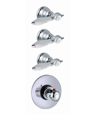 Herend Built-In Thermostatic Valve Trim with Three Volume Control Handles