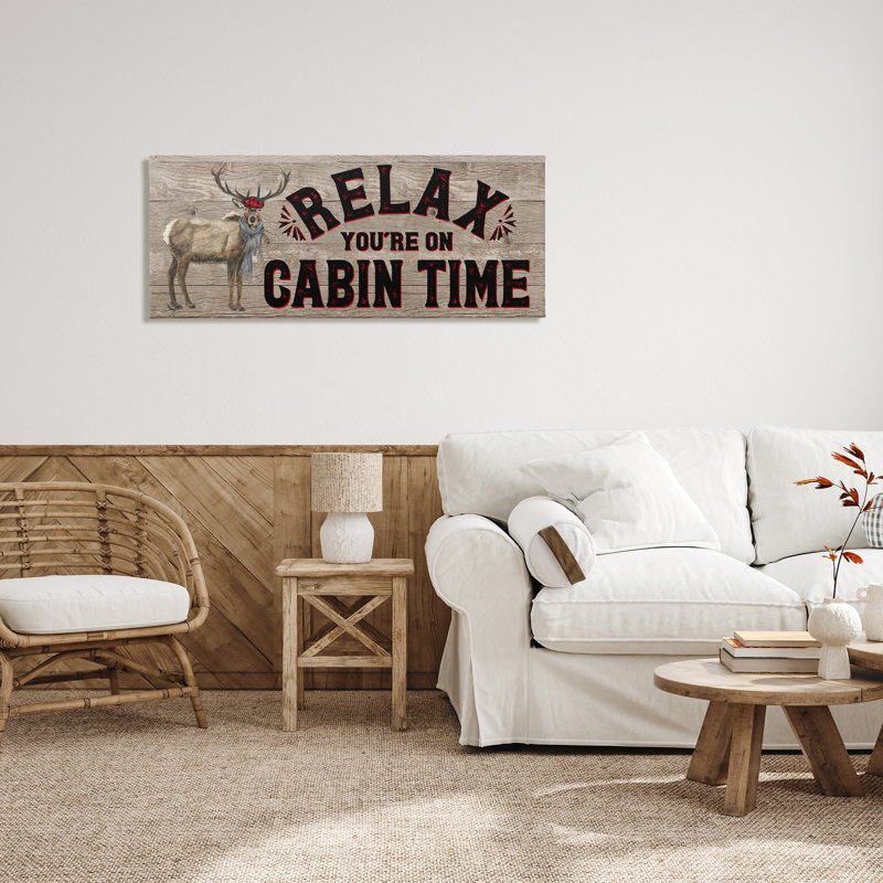 «Cabin Time Expression with Deer» par Tara Reed, H 20 po x l 48 po
