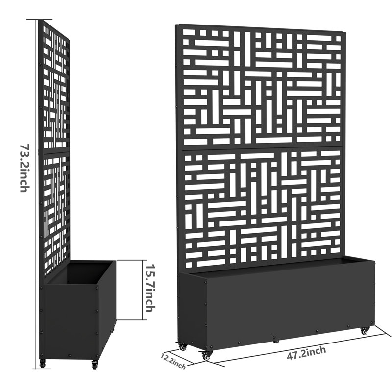 Metal Planter Box with Trellis , Black