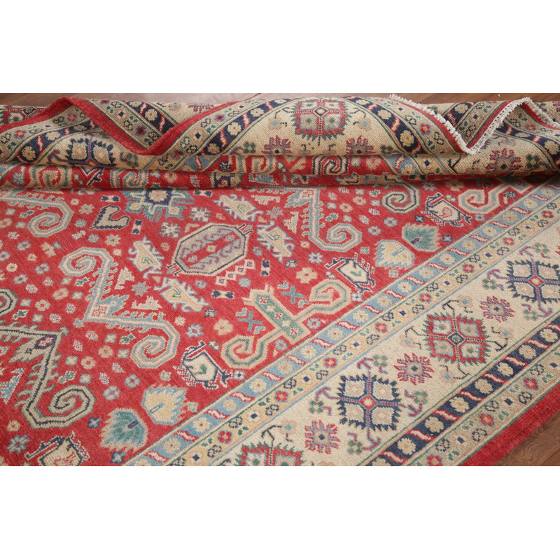 Tapis oriental géométrique Kazak rouge 7 x 10