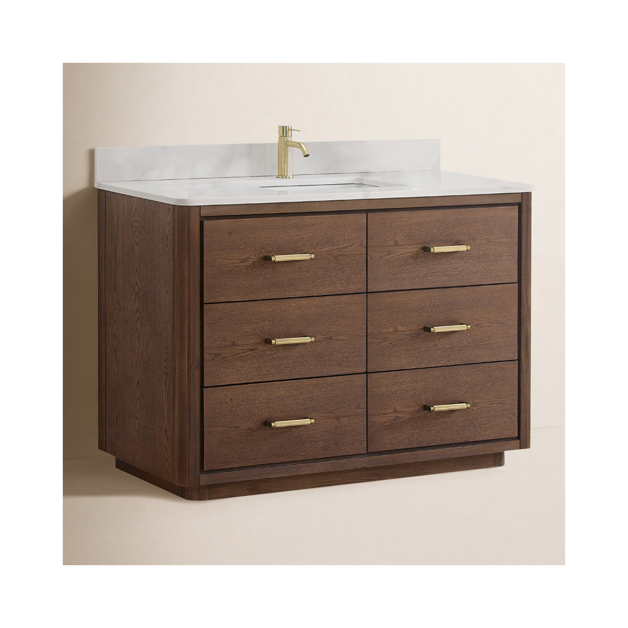 Porto 48'' Single Bathroom Vanity, Gold, Dark Brown Oak