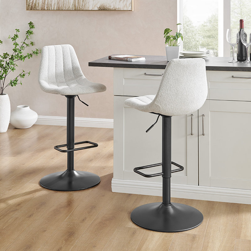 Crixus Swivel Upholstered Adjustable Height Counter Stool, Posh Ivory