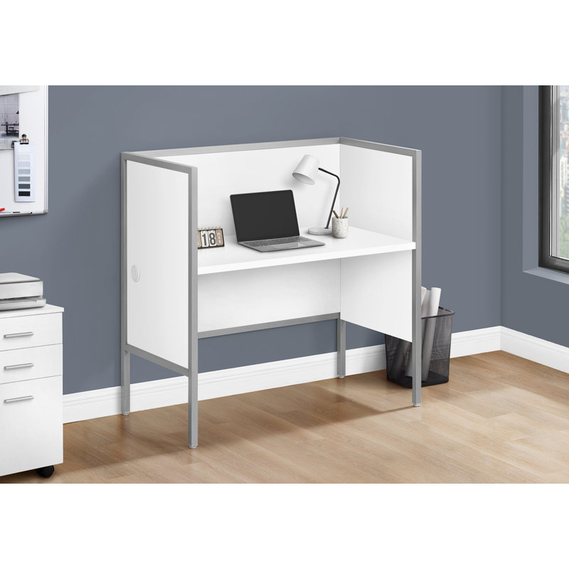 Bureau de bureau, L 48 po, bureau, travail, qualité commerciale, Blanc / argenté