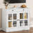 Kitchen Storage Cabinet Buffet Sideboard With 2 Glass Doors