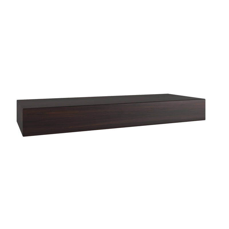 24" Sermata Mocha-Shield Hollow Floating Teak Wall Shelf, 3" H x 24" W x 9" D