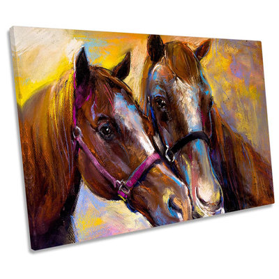 Horse Faces - Wrapped Canvas Painting