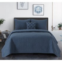 The Tailor's Bed Ensemble de couvre-lit bleu marine Skye - Wayfair Canada