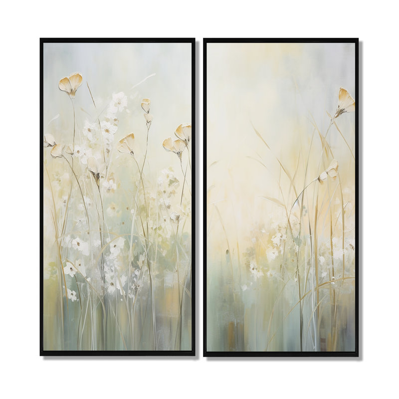 Maiwenn - Art mural moderne sur toile 2 pièces, H 20 po x l 24 po, Impression encadrée flottante, Noir