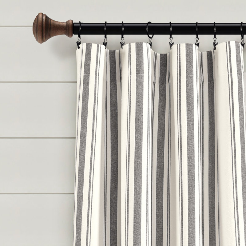 Cotton Blend Semi Sheer Curtain Pair, 42" W x 84" L, Dark Gray