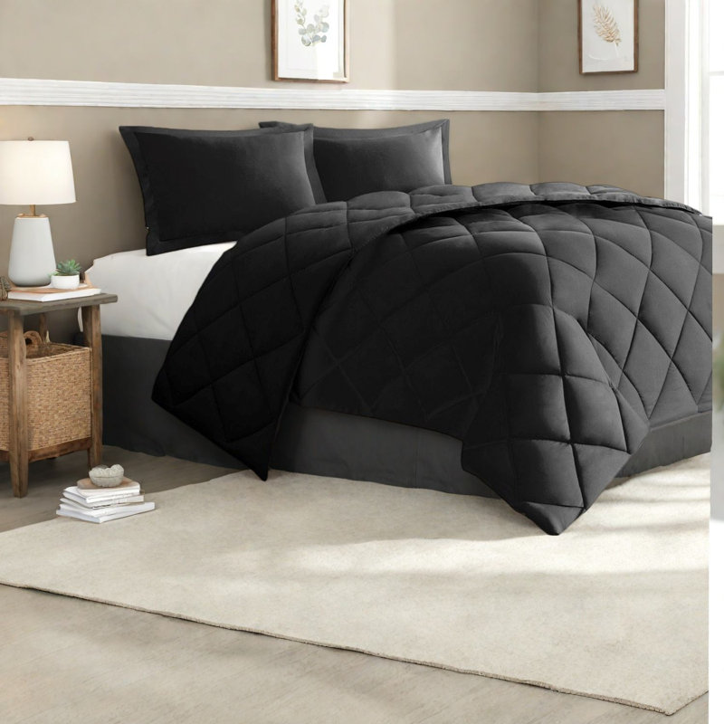 Reversible Bedding Sets, Polyester, Modern Black Comforter For Home