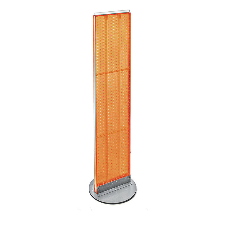 Orange Styrene Pegboard Floor Display with Revolving Base