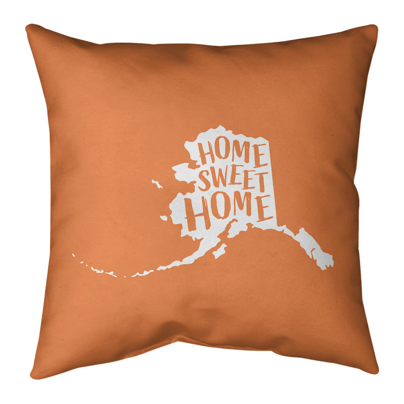 Coussin Home Sweet Alabama, Orange, Polyester sergé, Alaska