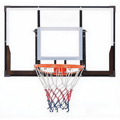 44" Wall Mounted Basketball Hoop with Rim, Indoor Outdoor Basketball Goal for Home, Garage & Backyard