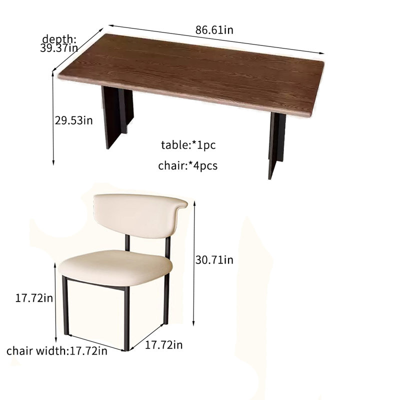 Tables de salle à manger simples en bois massif noir, H 29,53 po x L 86,61 po x l 39,37 po