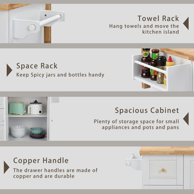 Berkly Kitchen Island, White