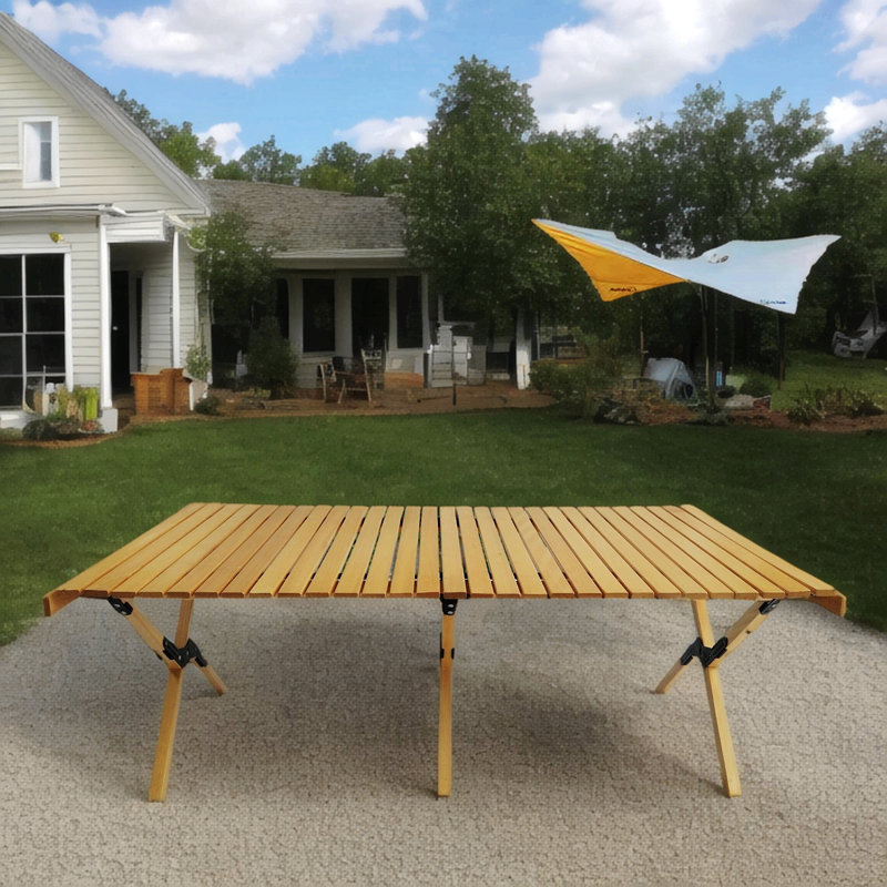 Anariya Rectangular Beech Folding Outdoor Dining Table , 24'' in. W 47'' in. D