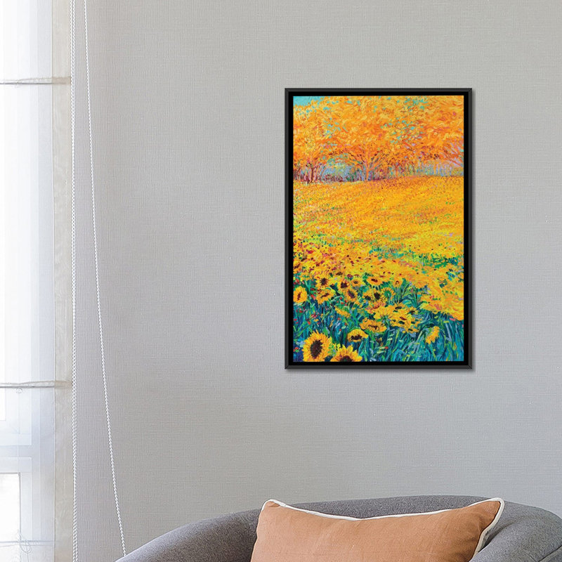 « iris scott-tournesol triptyque panel iii », reproduction d’art sur toile tendue, H 26 po x l 18 po x P 1,5 po, Pas de tapis