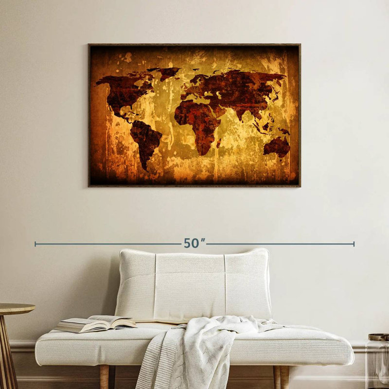 Monde rétro Liggins, Cadre flottant noyer, 40 po x 27 po