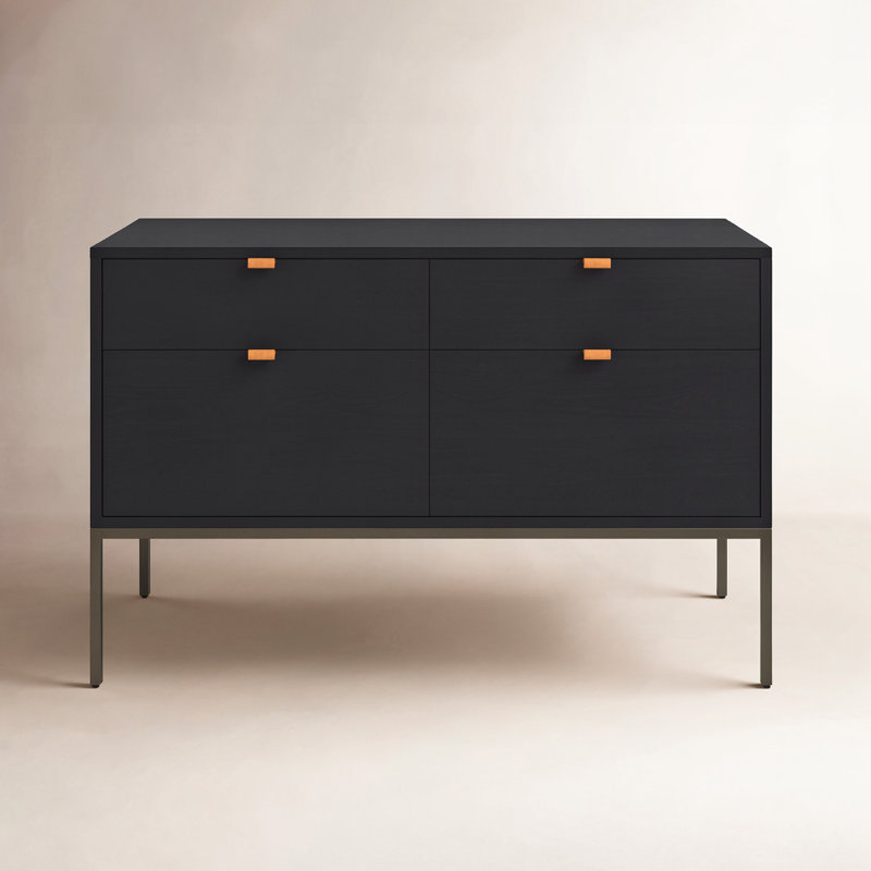 Loki 45'' Wide 4 -Drawer Solid Wood File Cabinet, Black