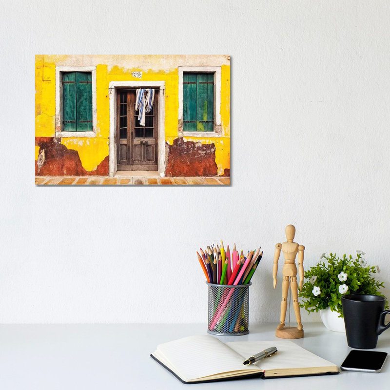 Italy, Burano. Weathered House Exterior. by Jaynes Gallery - Wrapped Canvas Print, 20.32cm H x 30.48cm W 1.91cm D