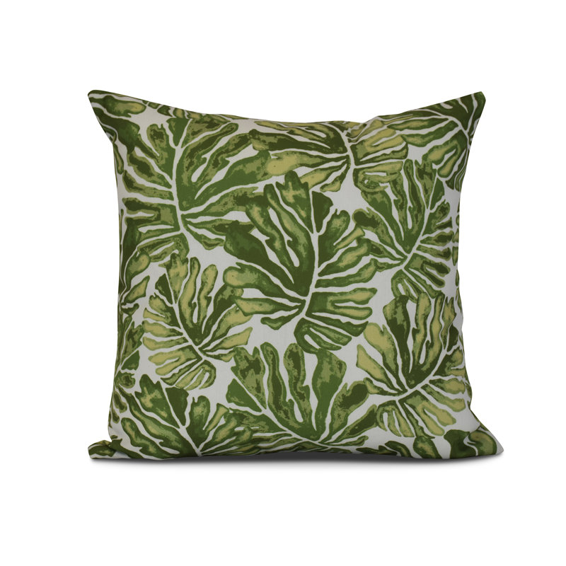 Tropical Resort Floral Reversible Throw Pillow, 18" H x 18" W x 3" D, Green