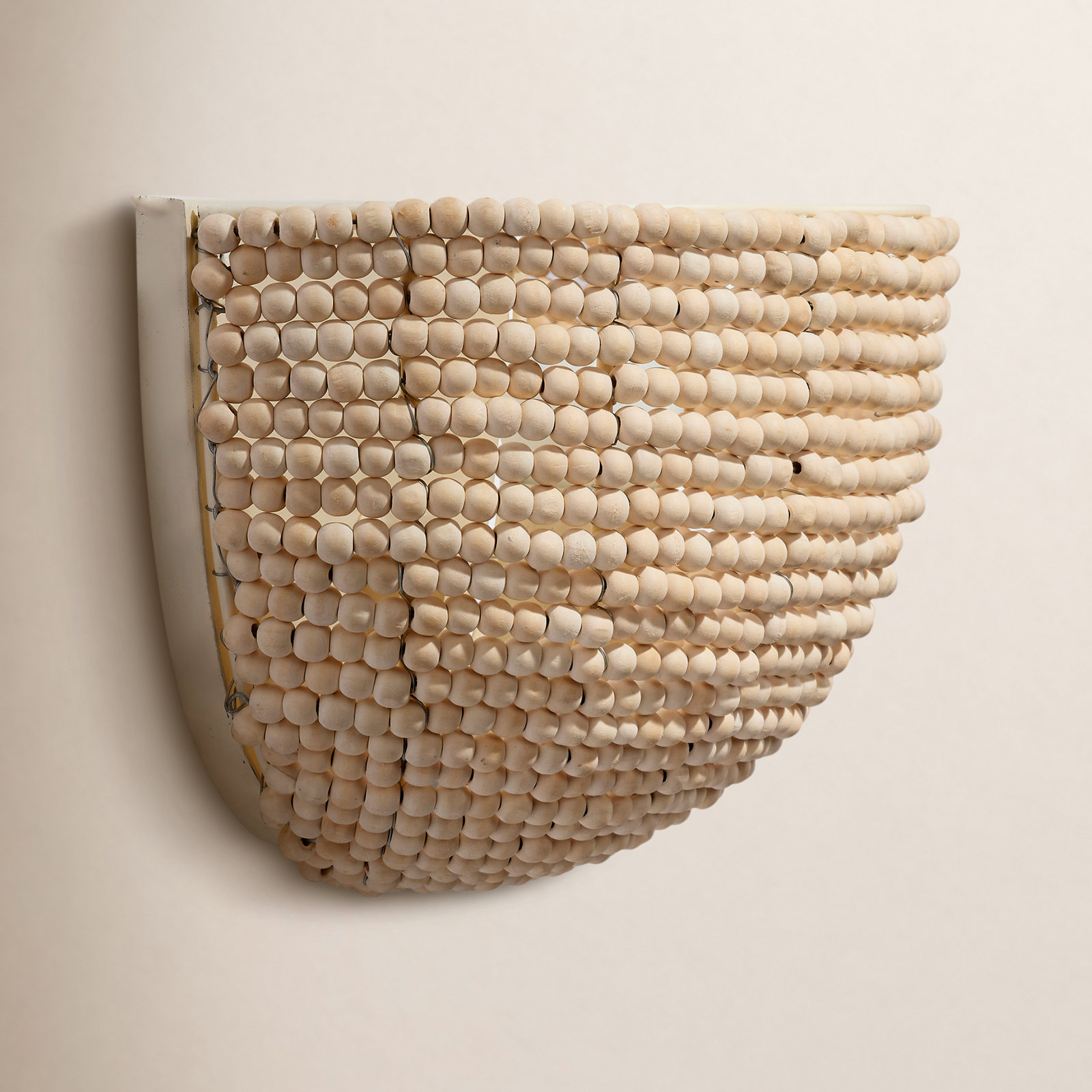 Barnacle Single Light Solid Wood Dimmable Flush Mounted Sconce, Beige, Beige
