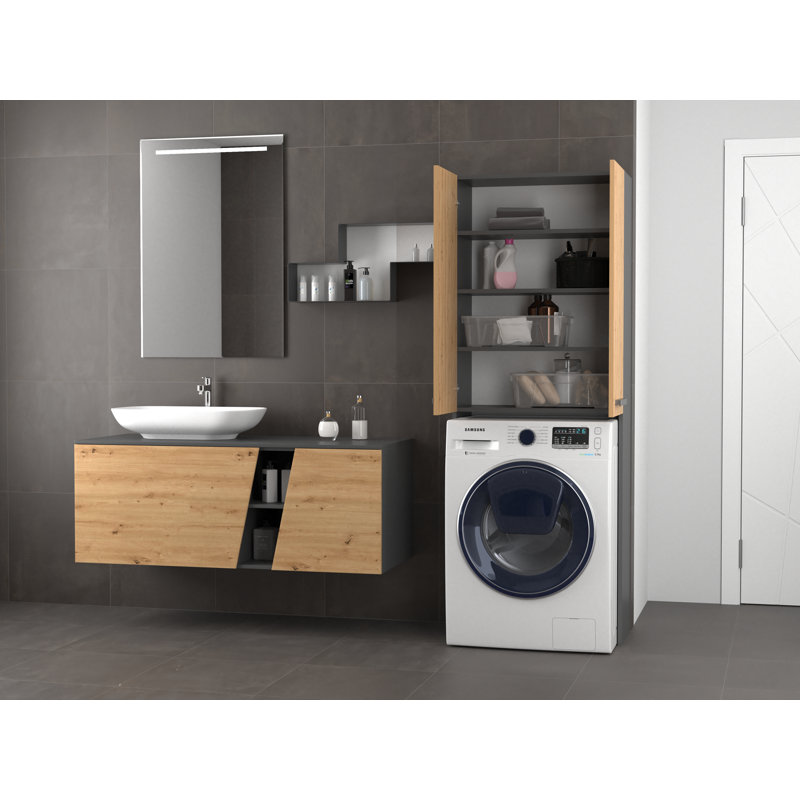 Nadina Solid Wood Laundry Room Organiser, Anthracite Artisan