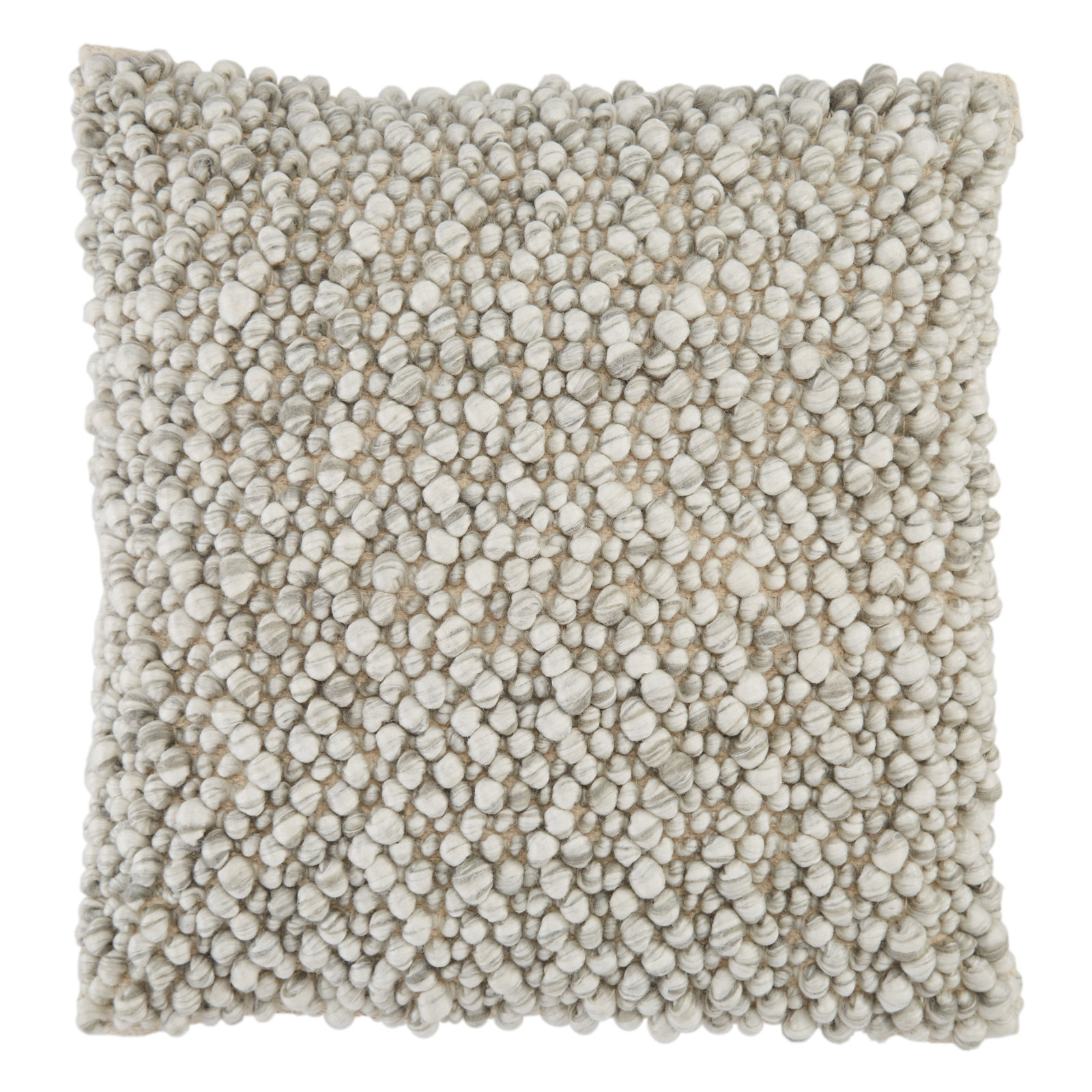 Upson Embroidered Wool Throw Pillow, Light Gray, Down Alternative